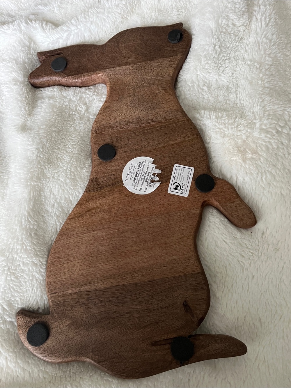 Threshold Brown Rabbit Wooden Cheese Board with Botanical Engraving - Picture 2 of 6